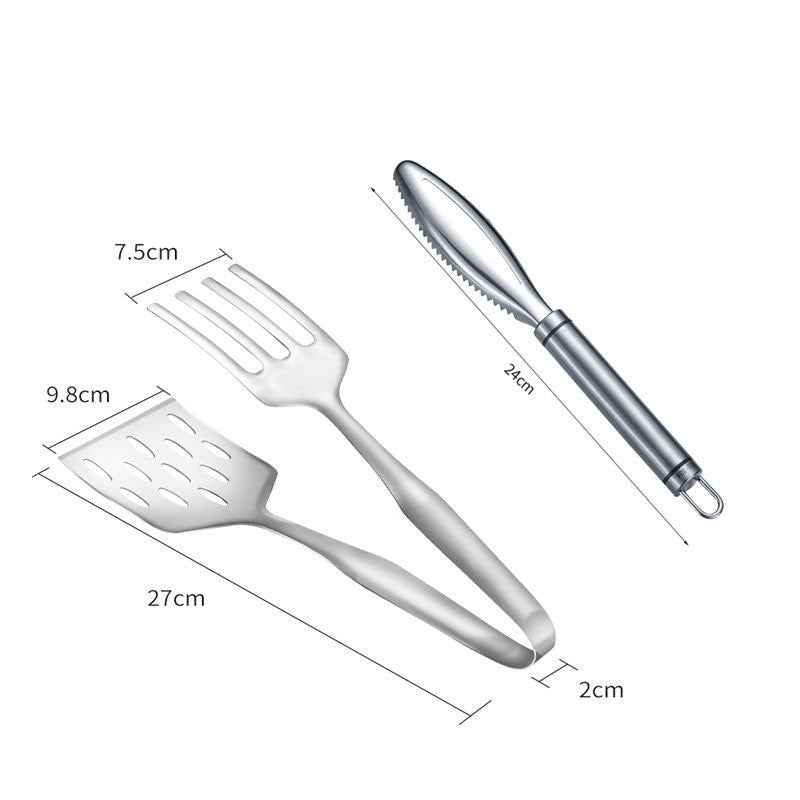 Stainless Steel BBQ Spatula and Food Clip Utensils