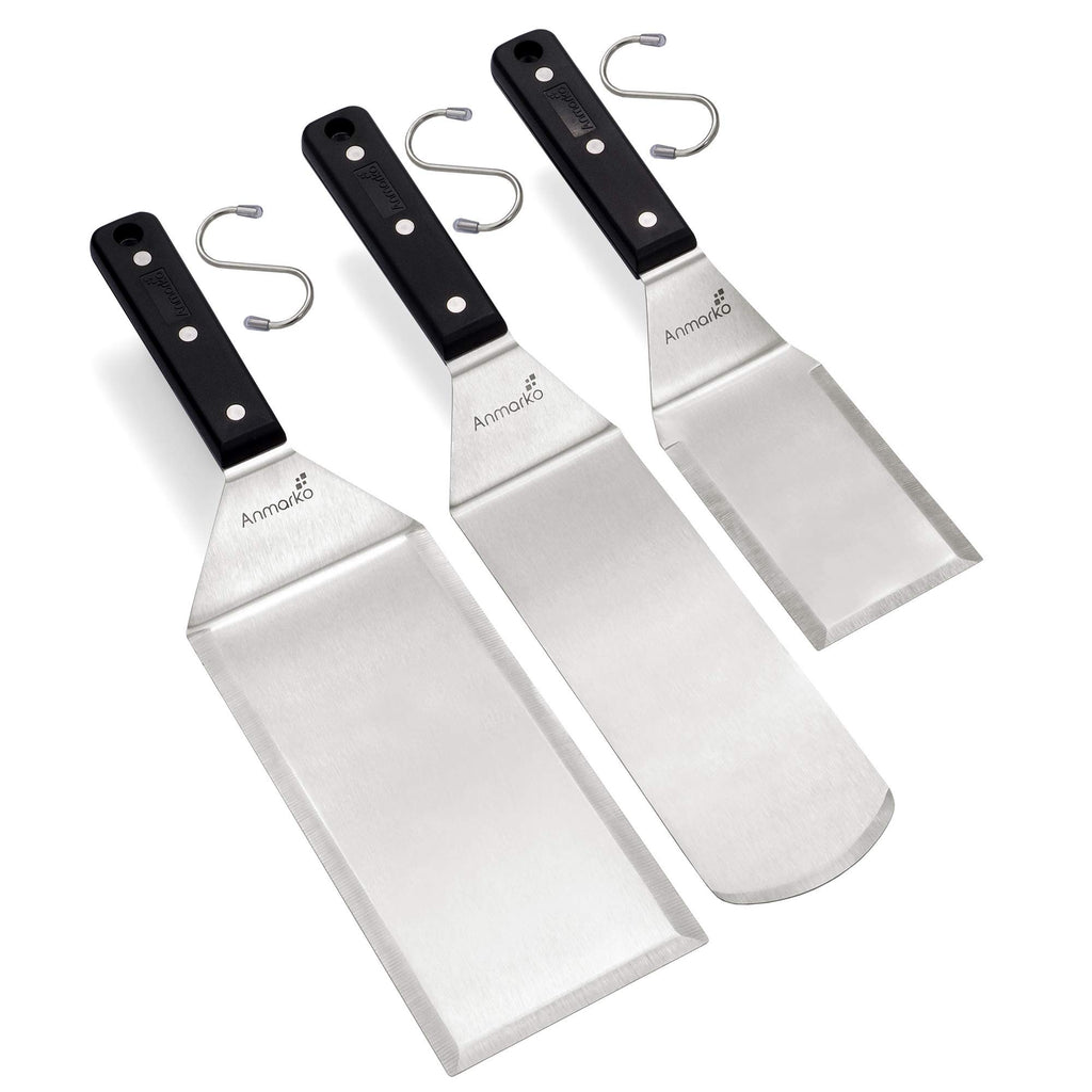 Griddle Spatula Set - Stainless Steel Metal Spatula and Griddle Scraper - Heavy Spatula Griddle Accessories Great for Cast Iron Griddle BBQ Flat Top Grill - Commercial Grade