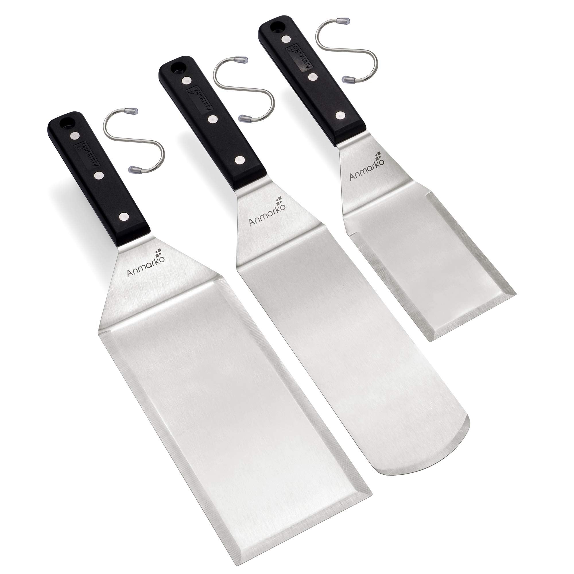 Griddle Spatula Set - Stainless Steel Metal Spatula and Griddle Scraper - Heavy Spatula Griddle Accessories Great for Cast Iron Griddle BBQ Flat Top Grill - Commercial Grade