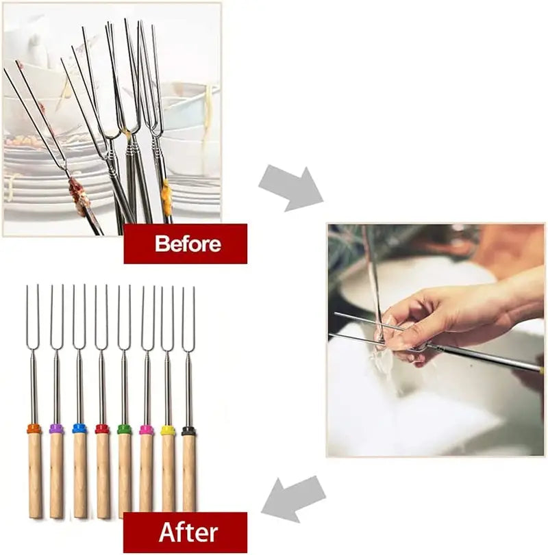 Telescopic BBQ Fork - 32 Inch Roasting Sticks